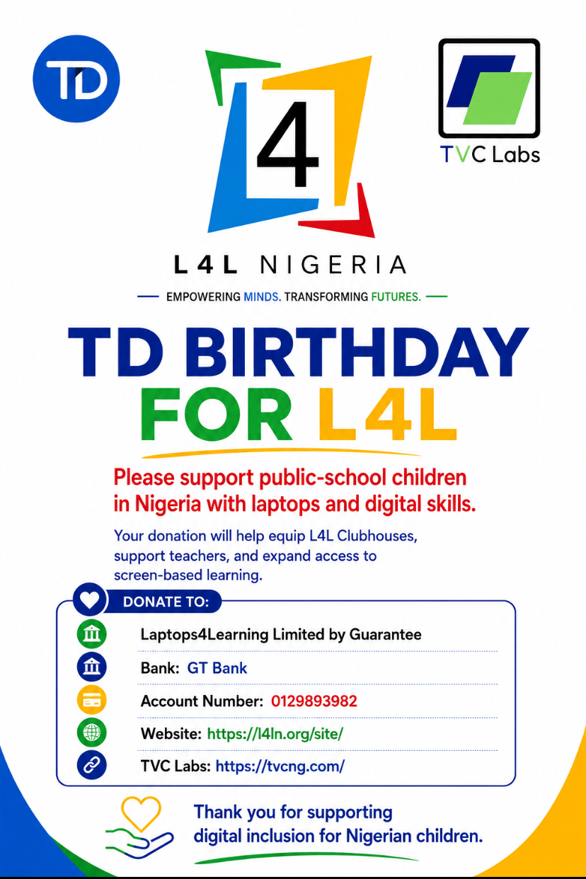 TD BIRTHDAY FOR L4L - Laptops4Learning